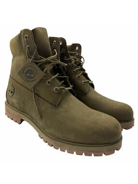 Timberland Heritage 6" Waterproof Leather Boots Nubuck Olive Green Size US 12